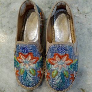 Johnny Was Elysia Floral Espadrilles Platform Shoes Sz 38